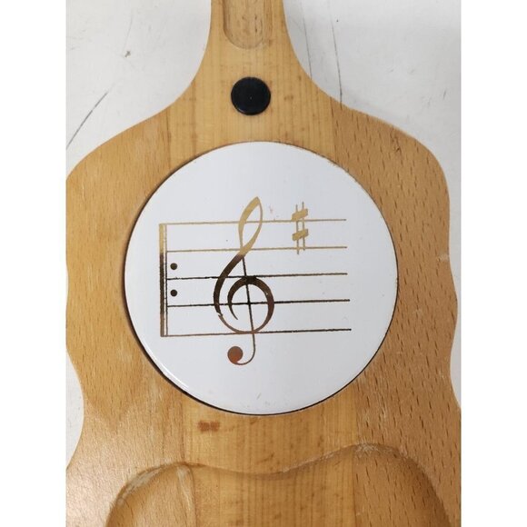 Vintage Japan Wood Violin Shaped Cheese Cutting Serving Board Musical Note Tile - Picture 2 of 8